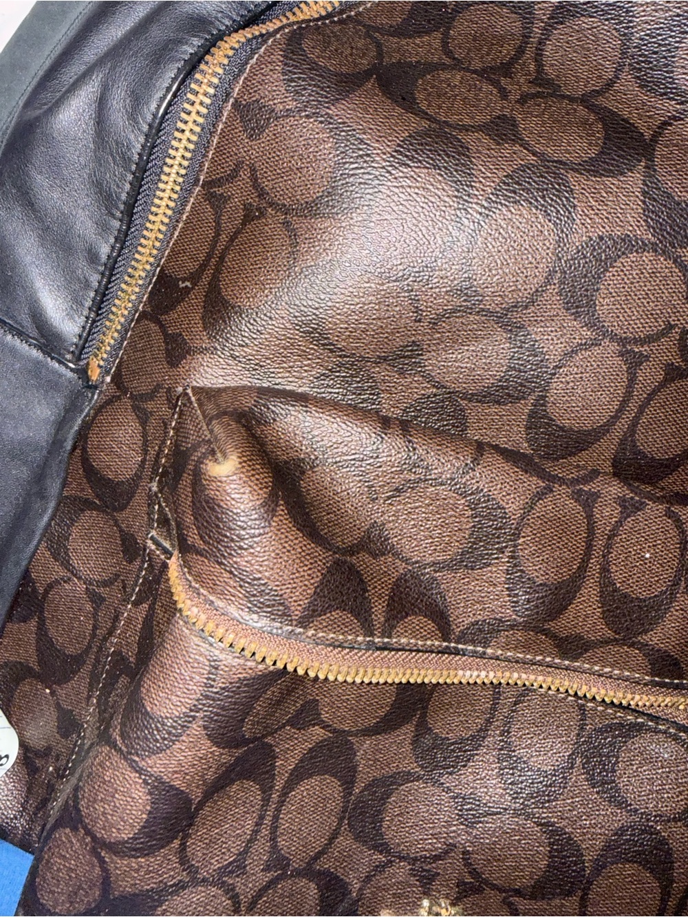 Coach Brown & Black Monogram Backpack with Gold Hardware - Picture 4 of 5